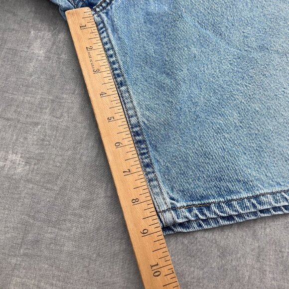 Levis 550 Shorts Men 38 Blue Fade Relaxed Fit Cotton Black Bat Wing Orange Tab - Picture 6 of 11